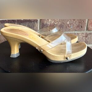 Y2K Clear Strap Slide Sandals in Nude